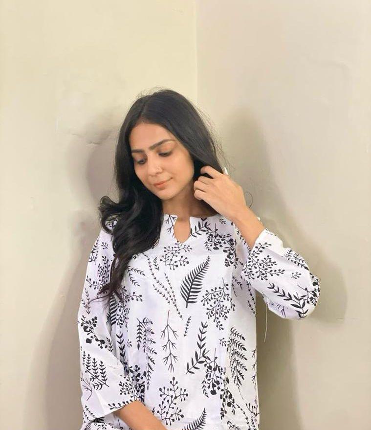 Floral Leaf Print 2Pcs Stitched