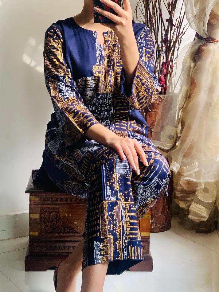 Mountain Print 2Pcs Stitched