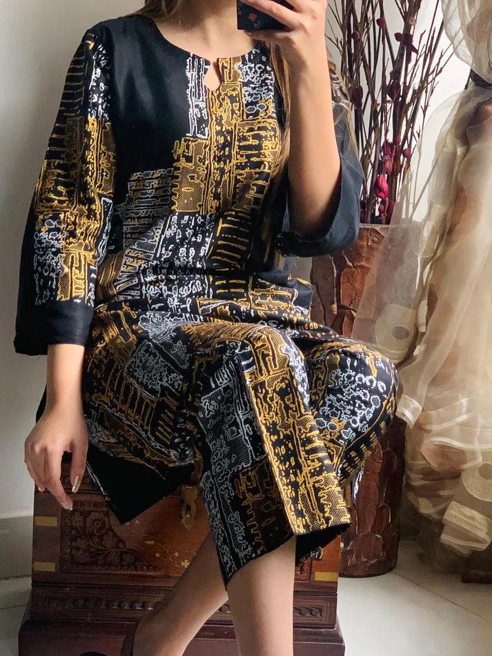 Mountain Print 2Pcs Stitched