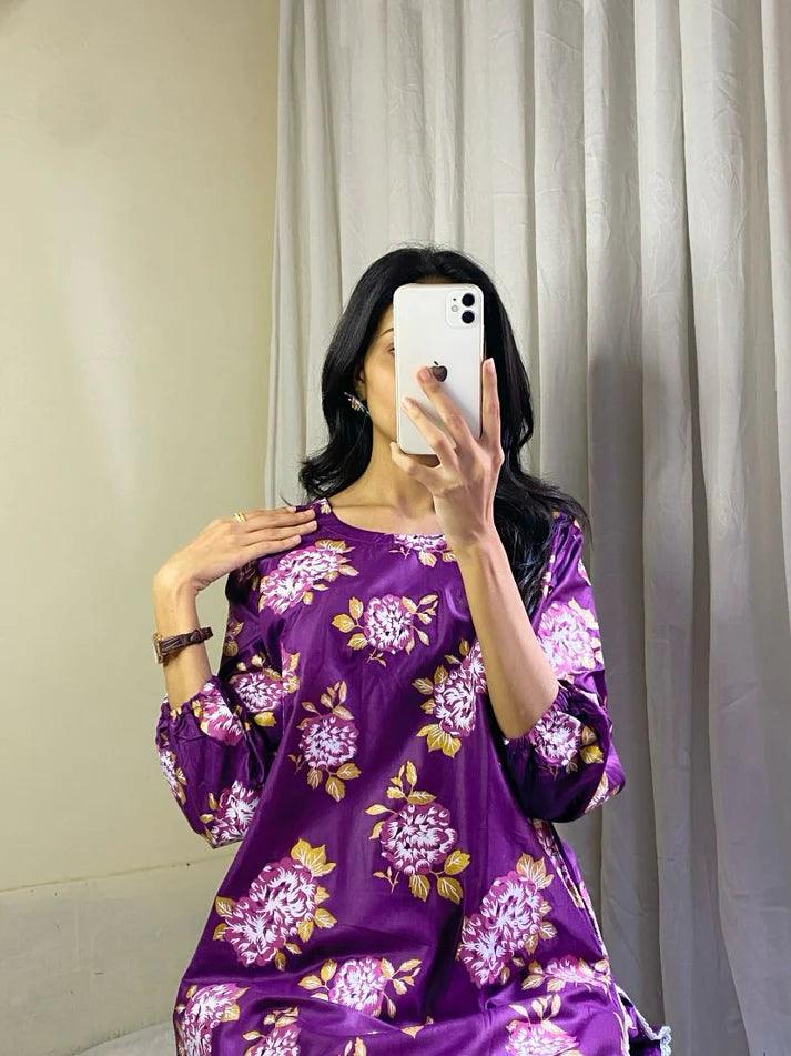 Flower Print 2Pcs Stitched