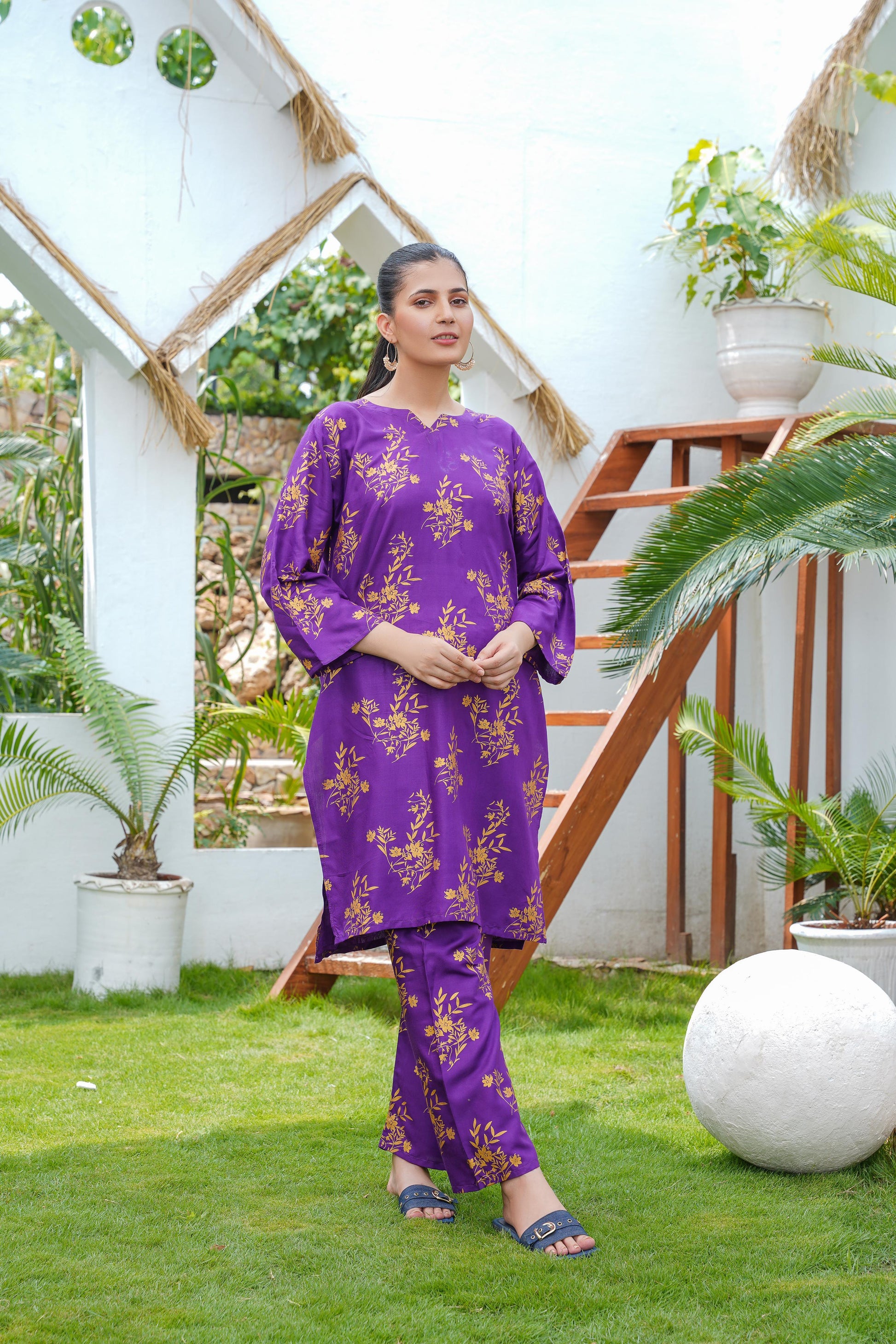 Camellia 2Pcs Stitched Suit