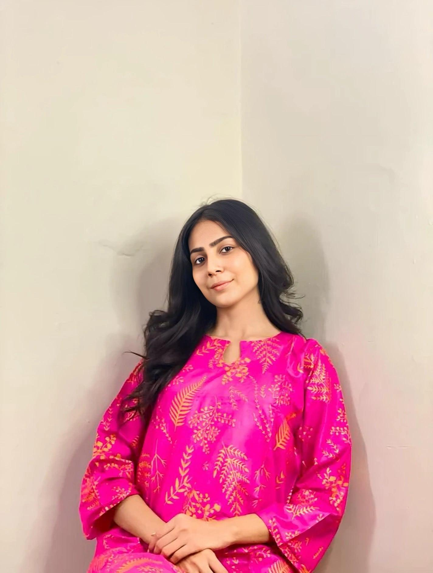 Floral Leaf Print 2Pcs Stitched