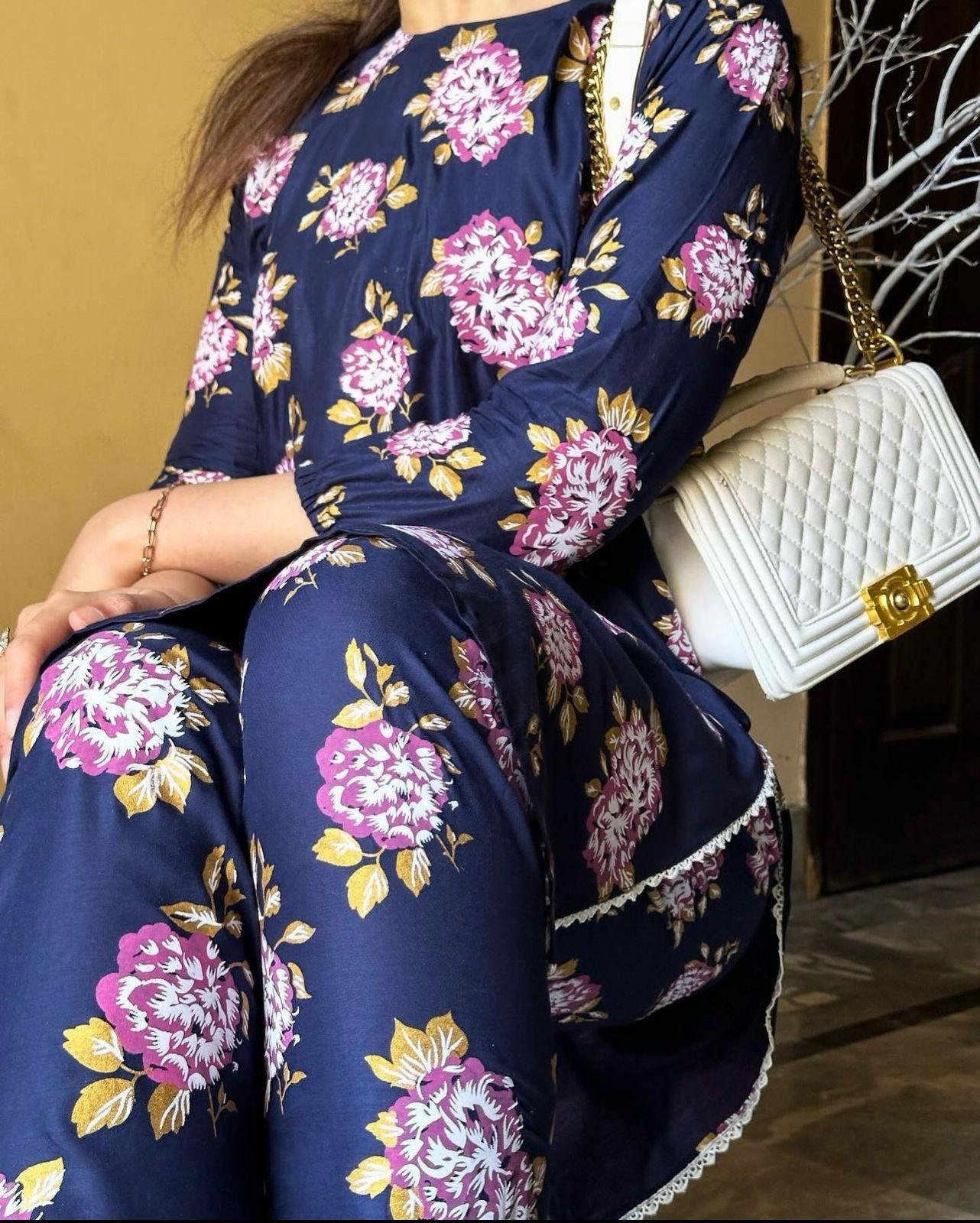 Flower Print 2Pcs Stitched