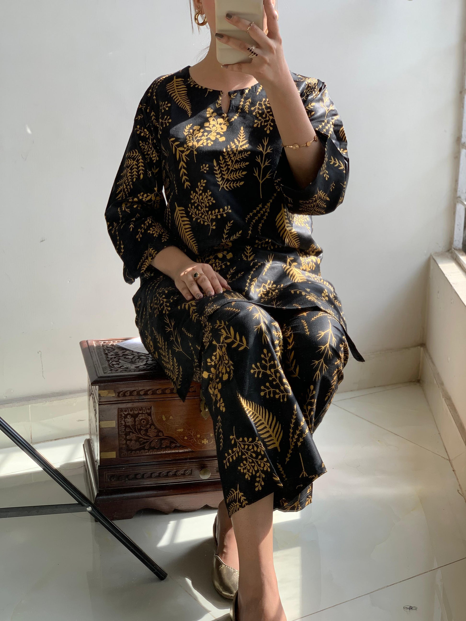 Floral Leaf Print 2Pcs Stitched