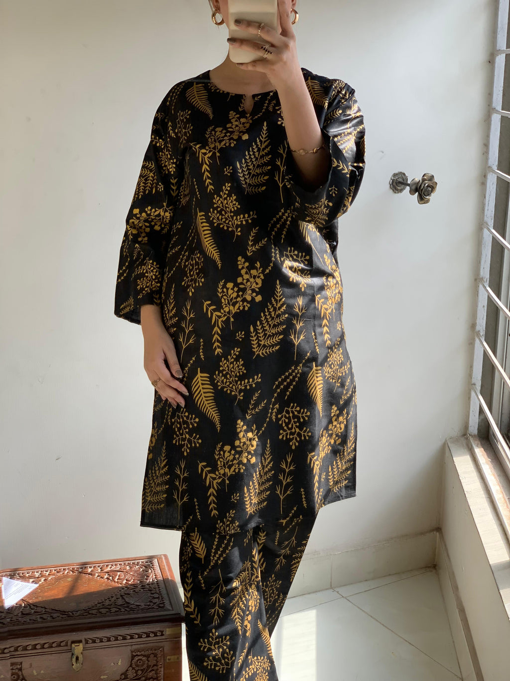 Floral Leaf Print 2Pcs Stitched