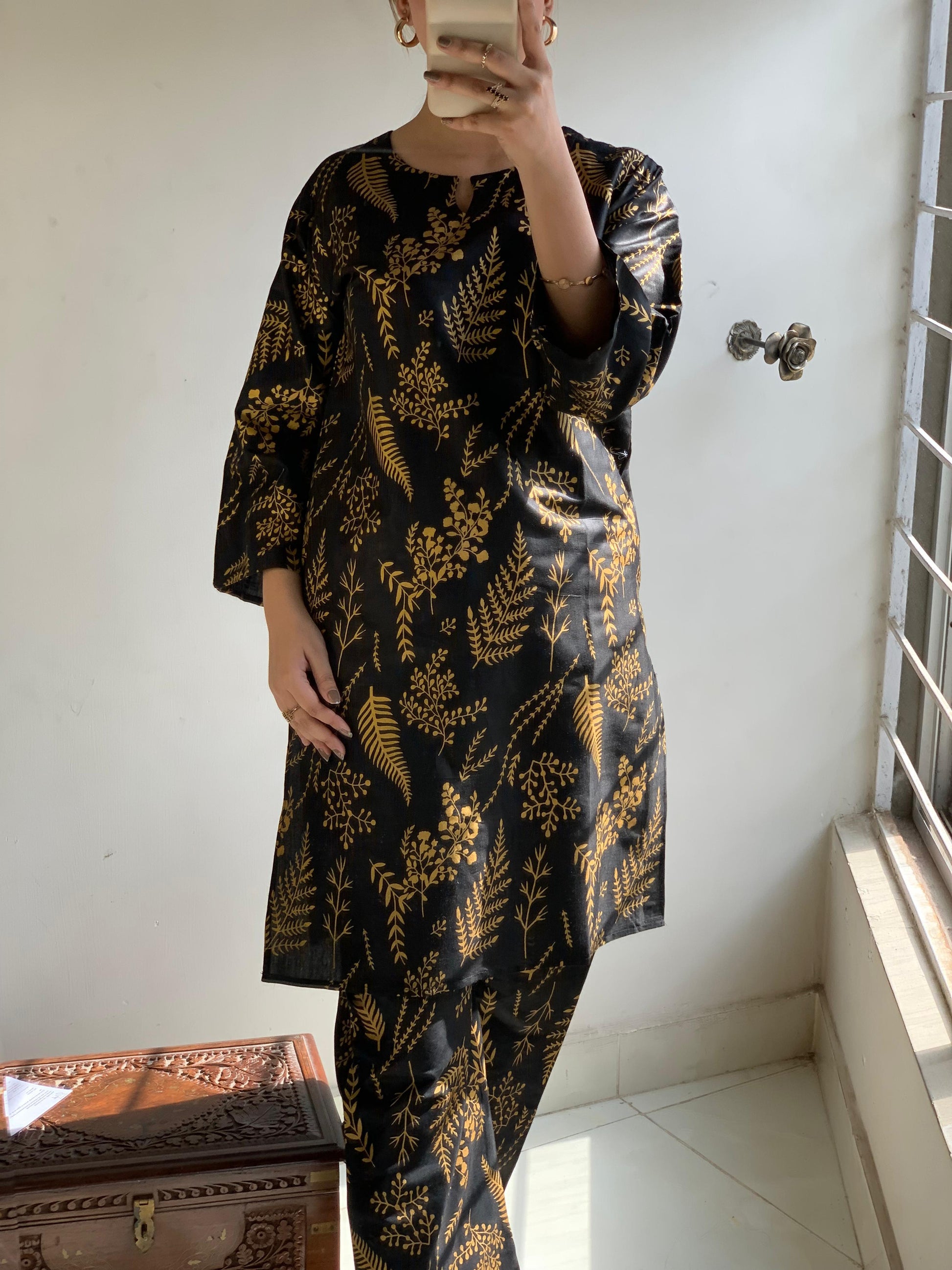 Floral Leaf Print 2Pcs Stitched