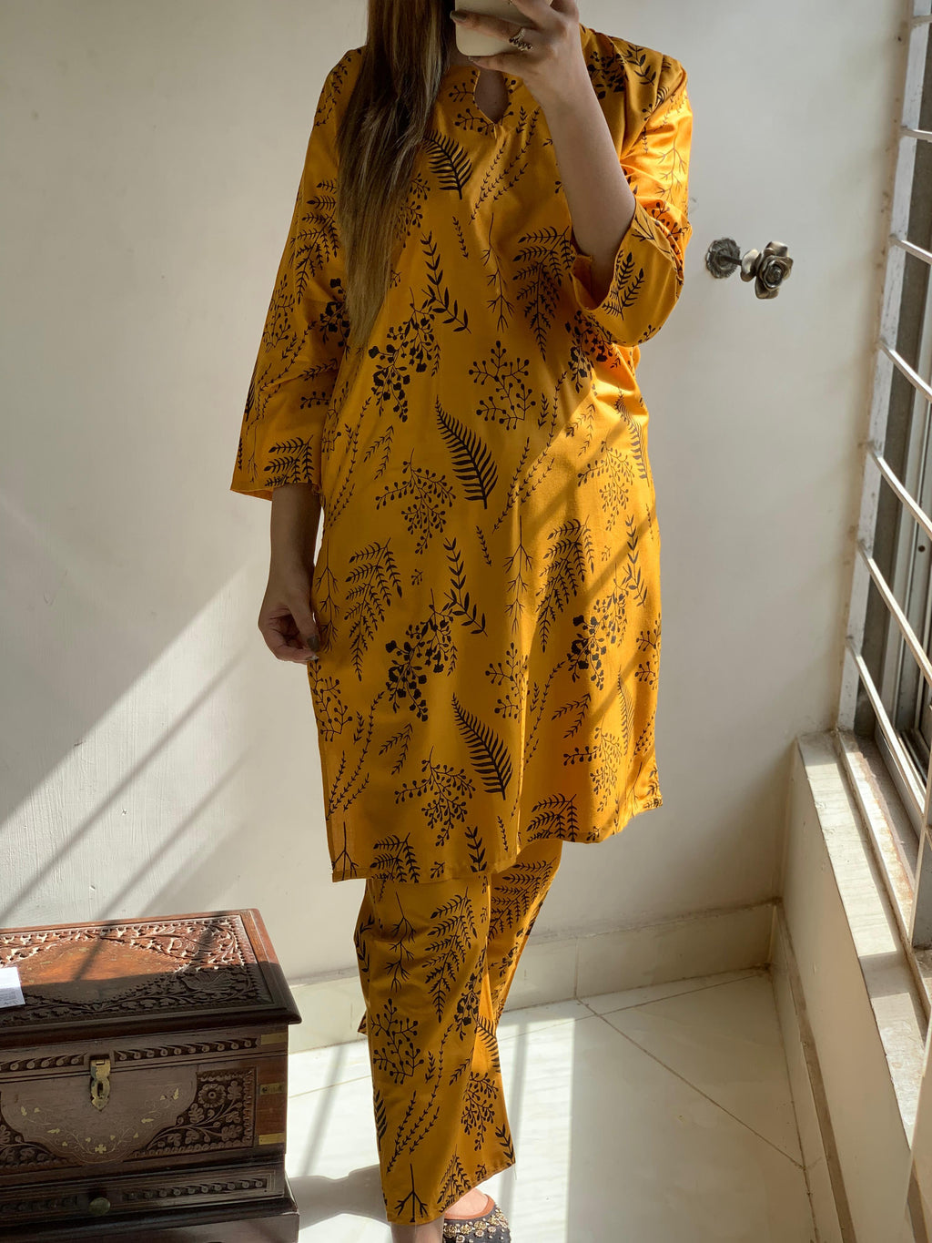Floral Leaf Print 2Pcs Stitched