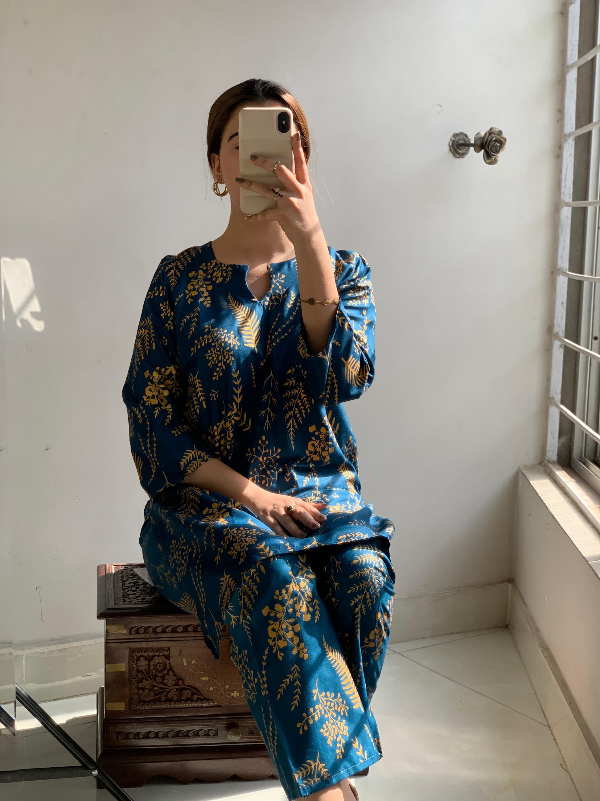 Floral Leaf Print 2Pcs Stitched