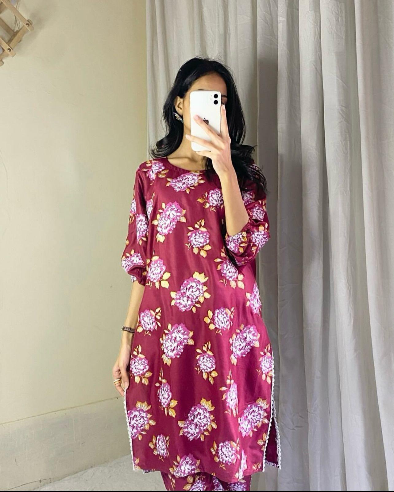 Flower Print 2Pcs Stitched