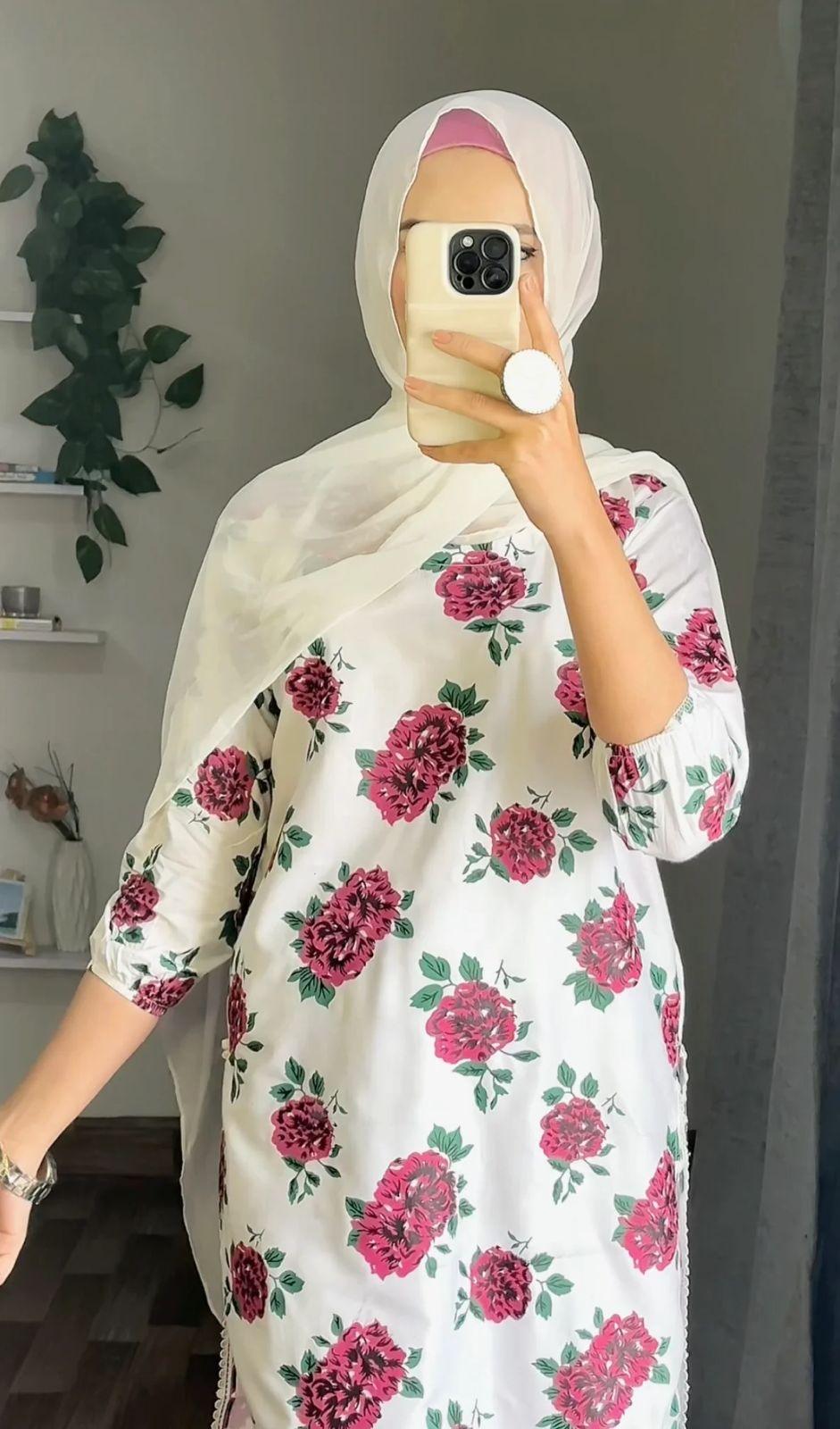 Flower Print 2Pcs Stitched