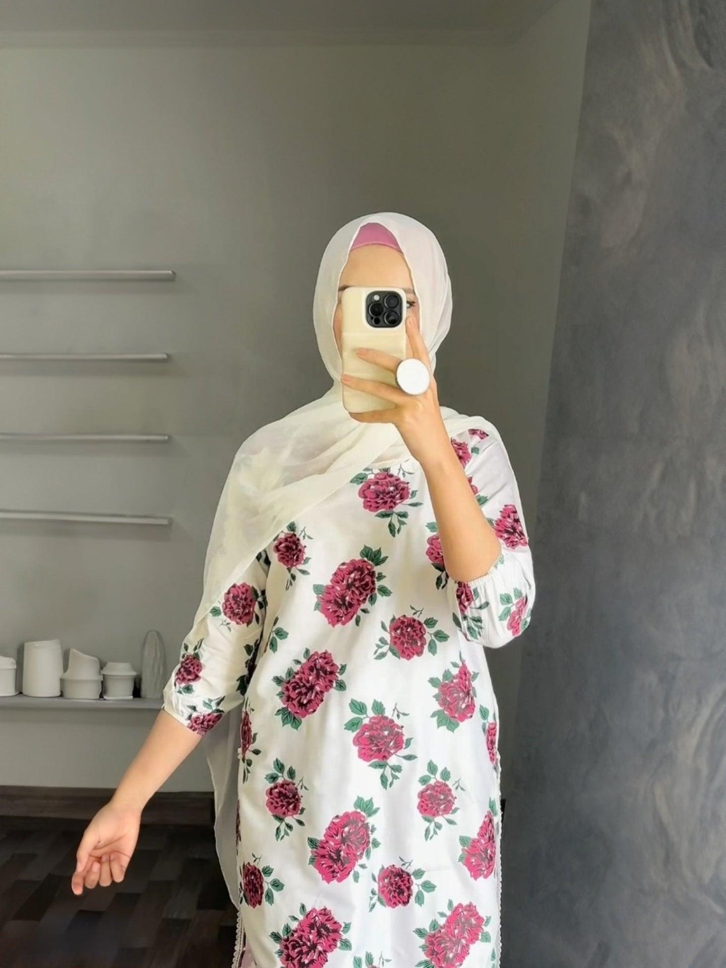 Flower Print 2Pcs Stitched